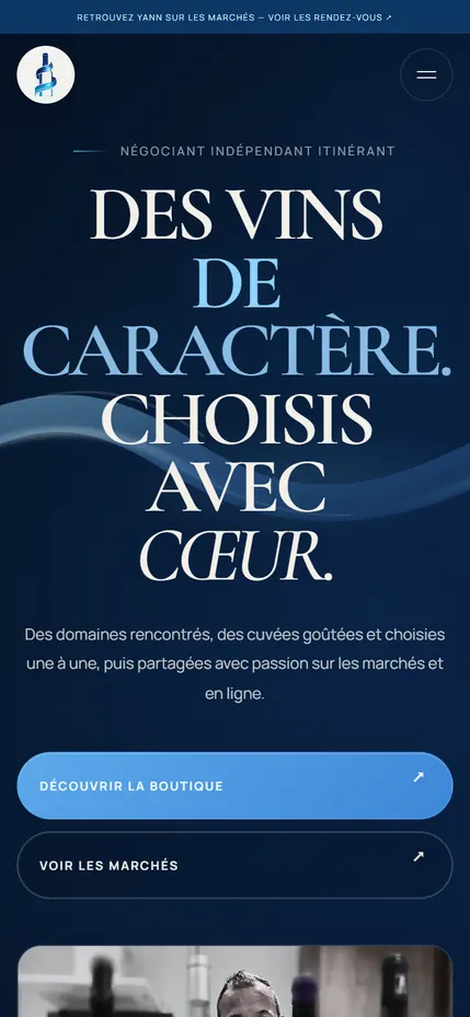 Accueil mobile du Vin en Soie : « Des vins de caractère, choisis avec cœur. »
